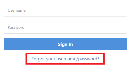 The Sign In page with a link for Forgot your username/password? 