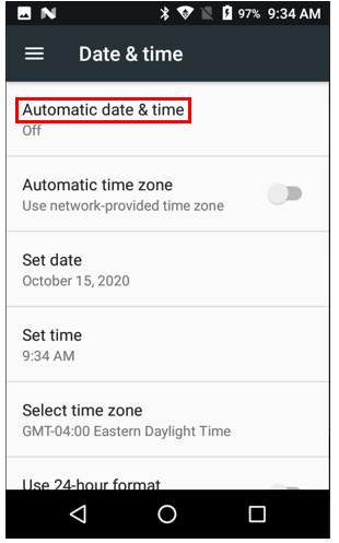  Select Automatic date and time.